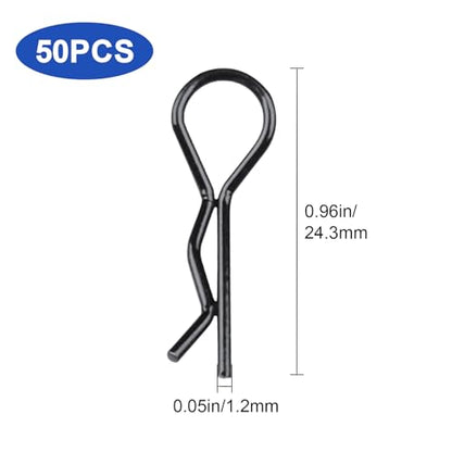 Hobbypark RC Body Clips Bent Springy R Pins Black Replacement Parts for 1/12 1/10 RC Car Crawler Truck Off Road Buggy Shell (50-Pack)