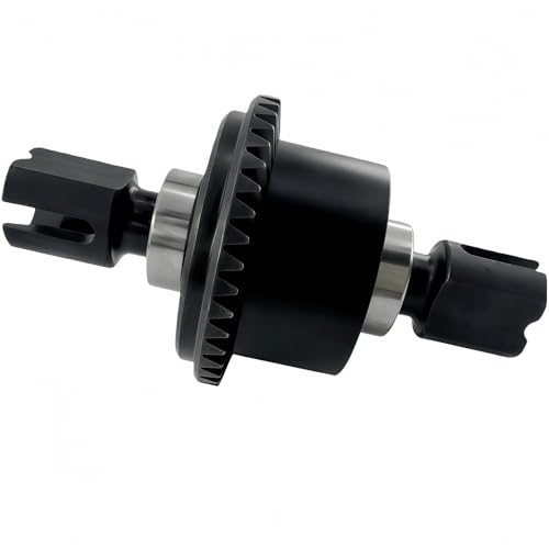 43T Steel Differential Ring Gear & 10T Pinion Gear Upgrade for 1/7–1/8 RC Cars, Hardened Steel Diff Assembly with Reinforced Output Shafts (Black)