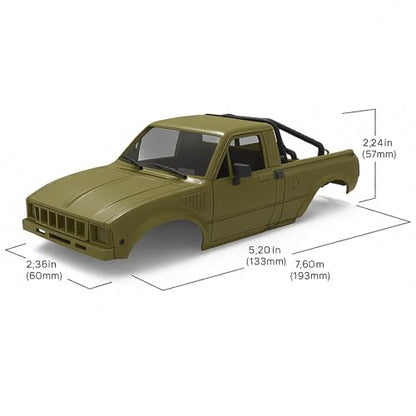 SCX24 Body, 1/24 Pickup Hard Body Shell with Bed Rack, RC Truck Body for Axial SCX24 C10 Bronco Wrangler Base Camp 4Runner, Scale RC Crawler Accessories (Yellow) - color: Yellow