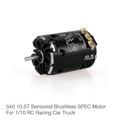 HUIOP 540 10.5T Brushless Motor, Rocket V3 540 10.5T Sensored Brushless SPEC Motor Black for 1/10 RC Racing Car Truck
