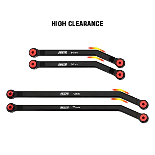 INJORA High Clearance Front 4 Links Set for SCX24 Gladiator Dodge Power Wagon 1/24 RC Crawler Car Axial, 8PCS (Black) - color: Black
