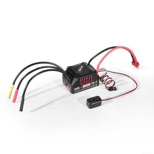 HG-80A 80A Sensorless Brushless ESC Waterproof Dustproof Design with Adjustable Brake and Throttle Settings for 1/10 Scale RC Buggy Truck On-Road Off-Road Models(B) - size: size:b