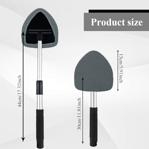Windshield Cleaning Tool, Car Window Cleaner, Windshield Cleaner with 4 Washable Reusable Microfiber Pads and Extendable Handle, Auto Glass Wiper Cleaning Kit Universal for Car (Gray) - color: Gray