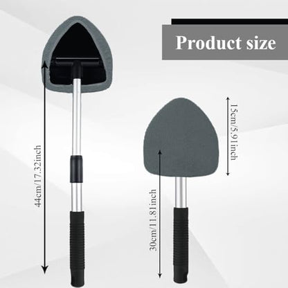 Windshield Cleaning Tool, Car Window Cleaner, Windshield Cleaner with 4 Washable Reusable Microfiber Pads and Extendable Handle, Auto Glass Wiper Cleaning Kit Universal for Car (Gray) - color: Gray