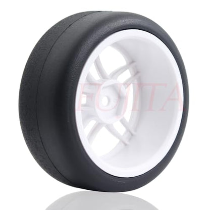 fujita 1/10 RC Rally Racing Drift Tires and Hard Plastic Wheels 65mm OD for Tamiya XV01 XV02 TT02 PTG HSP HPI RGT Kyosho FAZER MK2 PTG (White) - color: White