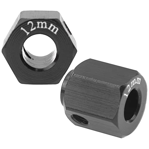 ShareGoo Aluminum RC 12mm Hex Extended Wheel Hex Hub Extension 12mm Offset Spacers Compatible with Traxxas TRX4 TRX6 1/10 RC Crawler (12mm, Black) - color: Black, size: 12mm