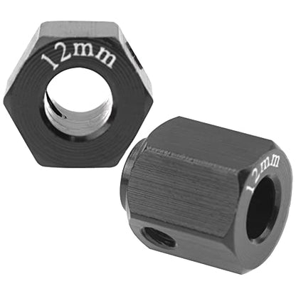 ShareGoo Aluminum RC 12mm Hex Extended Wheel Hex Hub Extension 12mm Offset Spacers Compatible with Traxxas TRX4 TRX6 1/10 RC Crawler (12mm, Black) - color: Black, size: 12mm