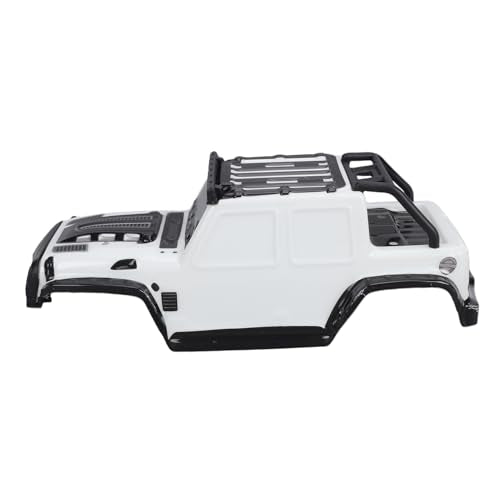 RC Car Body Shell, Polycarbonate Replacement Cover with LED Roof Lights, 27 X 10 X 9 Cm, Pressure Printed Truck Body for 1:16 Scale SCY16103PRO Off Road Racing (White) - color: White