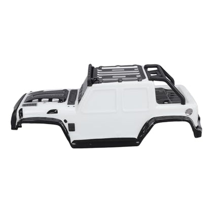 RC Car Body Shell, Polycarbonate Replacement Cover with LED Roof Lights, 27 X 10 X 9 Cm, Pressure Printed Truck Body for 1:16 Scale SCY16103PRO Off Road Racing (White) - color: White