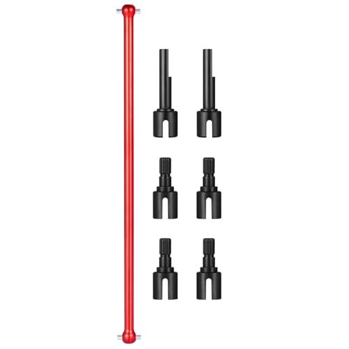 RC Car Transmission Shaft For Tamiya 1/10 For HotShot 58391 4WD Buggy Truck RC Car Parts Center Drive Shaft Joint Drive Cup Dog Bone Transmission Shaft Accessories(Red) - color: Red