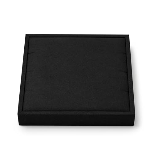 Oirlv Black Microfiber Jewelry Necklace Display Tray | Black Microfiber Finish, 5.51"X5.51"X0.79", Holds Multiple Necklaces, Soft Non-Abrasive Material, Clean Professional Display - style: P13709