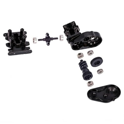 Ultralight Aluminum Transmission Skid Plate Kit,Gearbox with Metal Gears Set for 1/30 Axial SCX30 Upgrade Parts (Black) - color: Black