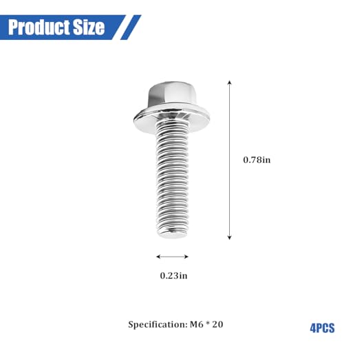 4PCS M6 x 20mm Car Mounting Bolt Screws Kit, OEM#W706175S43 | 304 stainless steel construction, replacement screw design, compatible with F-600 super duty E-350, car accessories - size: M6*20