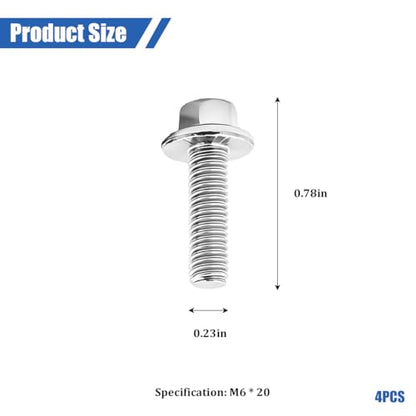4PCS M6 x 20mm Car Mounting Bolt Screws Kit, OEM#W706175S43 | 304 stainless steel construction, replacement screw design, compatible with F-600 super duty E-350, car accessories - size: M6*20