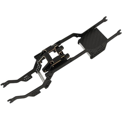 Carbon Fiber Chassis Kit Frame Girder with Brass Skid Plate for 1/18 RC Crawler TRX4M Bronco LCG Upgrade Part (with Skid Plate)