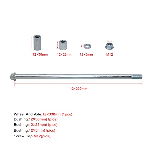 Minho 12mm 330mm Front Rear Axle with Bushing 5mm 22mm 38mm Fit for PIT PRO Dirt Bike Scooter QUAD ATV - size: 12-330mm