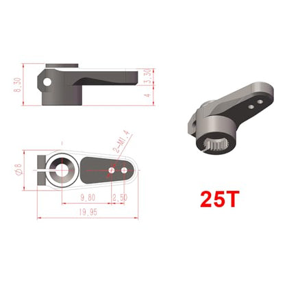7075 Aluminum 25T Micro Servo Horn with M1.4 Threaded Holes for REEFS RC 99 Micro Servo 1/24 Axial SCX24 AX24 Upgrades - color: Black