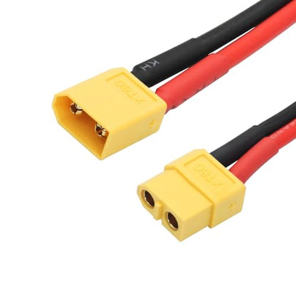 XT60 Parallel Battery Connector Cable, 12AWG XT60 Y Splitter Adapter Cable | 2Pcs XT60 RC Lithium Paralle Power Cord 1FT, 1 Male to 2 Female Y Splitter Adapter Cable, Plug and Play, for RC Multicopter - style: XT60 1 Male to 2 Female Cable