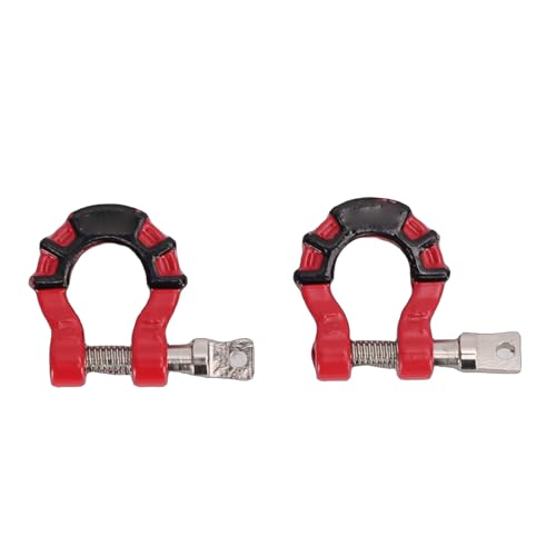 Metal Tow D Ring Shackle for 1/10 Axial SCX10 RC Crawler (Red) | Thick Alloy High Tensile Strength Firm Lock Para Exterior RC Off Road Rescue Towing Use - color: Red