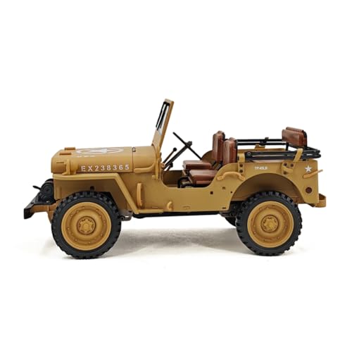 HG4-58 U.S. Willys RC Simulation Off-Road Car, 1/14 Scale 2.4G 4WD Vehicle with Dual-Speed Switching, Sound and Lights and Charging Protection, (RTR) - color: Desert Yellow