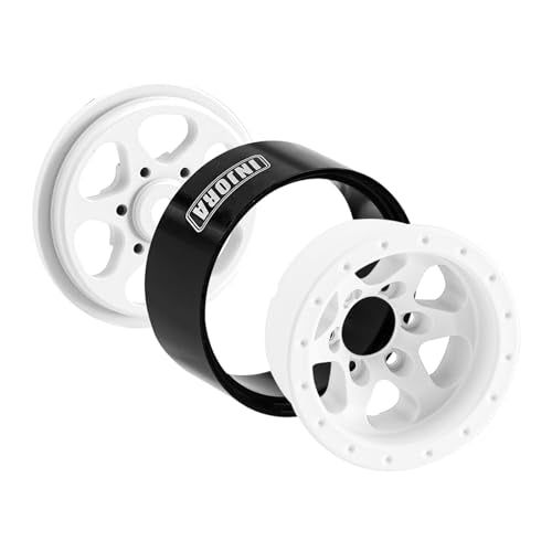 INJORA 1.0 Aluminium Beadlock Wheel for TRX4M 1/24 1/18 RC Crawler（White） - color: White