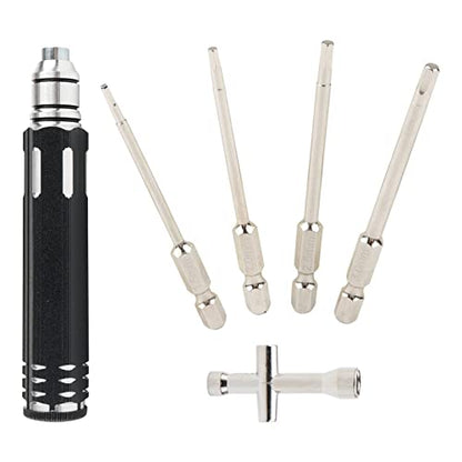 4 In 1 Hex Screwdriver Kit & Mini 4-Way Cross Wrench, Hard Steel 1.5mm 2.0mm 2.5mm 3.0mm Allen Screw Driver Bits for RC Car Quadcopter Helicopter Airplane Boat Repair Tools Sets