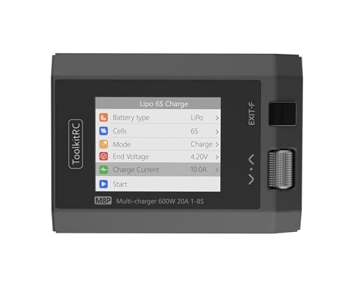 Black ToolkitRC M8P 600W 20A 2.4 TFT inch Color LCD Screen Balance Charger Discharger for 1S - 8S Lipo RC Racing Drone Battery