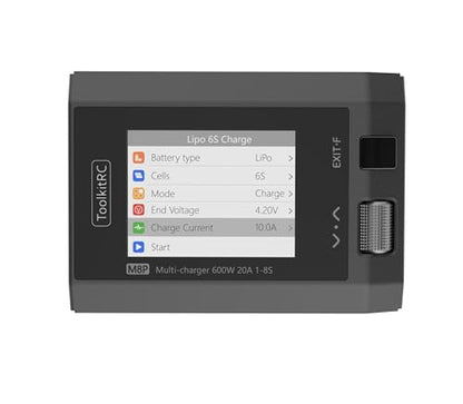 Black ToolkitRC M8P 600W 20A 2.4 TFT inch Color LCD Screen Balance Charger Discharger for 1S - 8S Lipo RC Racing Drone Battery