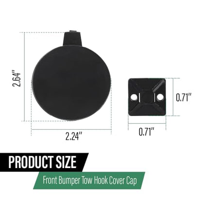 LQI Front Bumper Tow Hook Cover Cap Fit Tesla Model 3 2017-2023 | 146070100B, 108417300E Black Plastic - size: Front | Fit Tesla Model 3 2017-2023