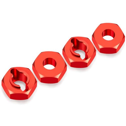 4Pcs Aluminum Wheel Hex Hubs Adapter RC Hex Combiner, Red | Upgrade Parts, For Losi 1/24 Micro-B 2WD, RC Car Buggy - color: Red