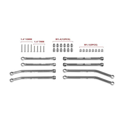 GPM for Axial SCX30 1/30 7075-T6 Aluminum Front & Rear Link Set RC Crawler for SCX30 Ford Bronco Jeep Wrangler JLU Chevrolet K10 (Gray) - color: Gray