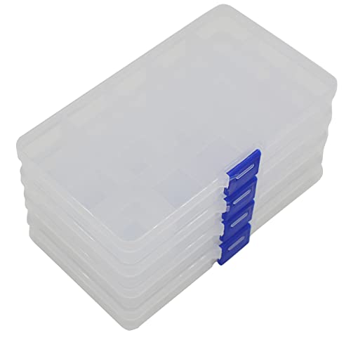 Yansanido 4 Pcs 15 Grids Clear 6.85 Inch X 3.85 Inch Adjustable Small Removable Clear Plastic Jewelry Organizer Divider Storage Box Jewelry Earring Tool Containers - color: Clear