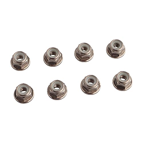 8PCS Flange M4 Lock Nuts Serrated Nylon Self-Tightening Aluminum M4 Wheel Hardware for Axial HPI TLR ECX Model RC Car Vehicles Upgraded Replacement Parts (Titanium) - color: Titanium