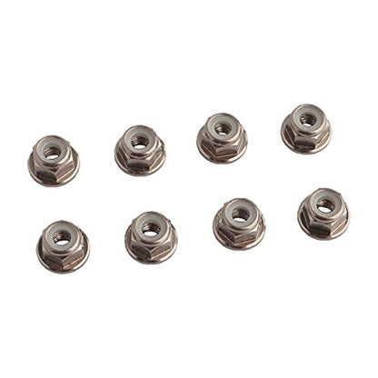 8PCS Flange M4 Lock Nuts Serrated Nylon Self-Tightening Aluminum M4 Wheel Hardware for Axial HPI TLR ECX Model RC Car Vehicles Upgraded Replacement Parts (Titanium) - color: Titanium