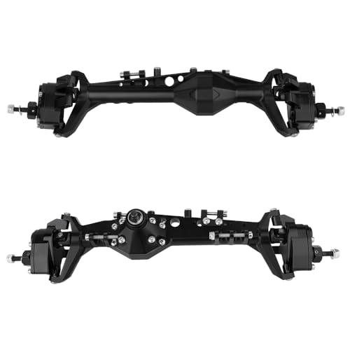 Full CNC Machined F9 Offset Portal Front Rear Axle with Adjustable Link Mount for 1/10 RC Crawler Capra Gmade R1 Rock Buggy LCG Cheater Rigs 1.9 UTB Shafty (Black) - color: Black
