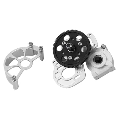 Metal Forward Transmission Assembled Gearbox with Steel Gear Set Compatible with Axial SCX10 & SCX10 II 90046 90047 1/10 RC Crawler Upgrade Parts,Half Open Shell (Silver) - color: Silver