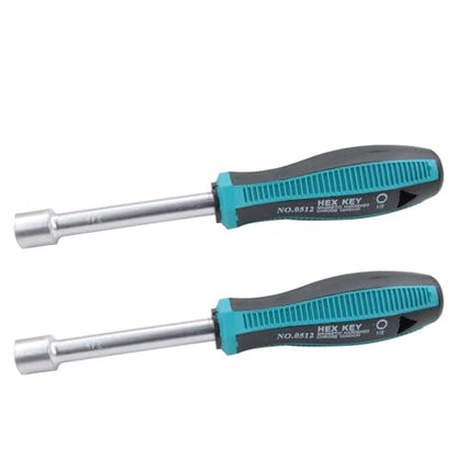 1/2 Inch Non-Magnetic Tip Six Point Hex Nut Driver with 3.7-Inch Round Shaft, Non-Slip Cushion-Grip Handle 2pcs - size: 1/2inch