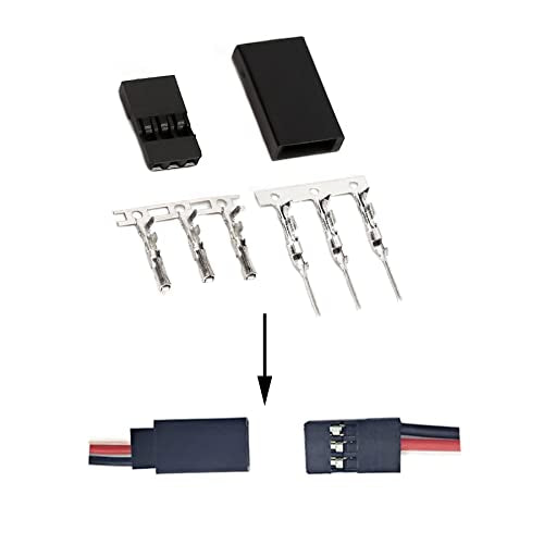 daier 50 Sets JST Servo Connector Kit, RC Male/Female connectors Crimp Pin Cable Kit Compatible JST SYP Futaba Servo Wire Extension Cable for RC Car Hitec Spektrum Model Airplanes