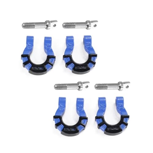 4 Pcs Metal Tow Shackle RC Trailer Buckle, Compatible with Axial SCX10 Tamiya CC01 RC4WD D90 D110 TF2 TRX-4, 1/10 Scale Crawler Car Accessories with Screws (Blue) - color: Blue