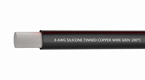 TUOFENG 8 AWG Silicone Wire - Flexible High Temp, Black 10ft - size: 8 AWG single Black wire 10ft