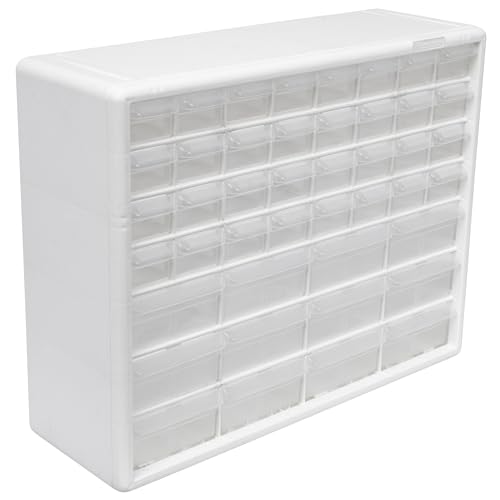 Akro-Mils 44-Drawer Plastic Storage Cabinet, 20"W x 6"D x 16"H, White - color: White, size: 44 Drawer, style: 1 Pack