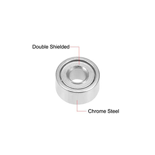 uxcell 681XZZ Deep Groove Ball Bearing 1.5x4x2mm Double Shielded Chrome Steel Bearings 5-Pack - size: 1.5mmx4mmx2mm