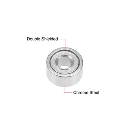 uxcell 681XZZ Deep Groove Ball Bearing 1.5x4x2mm Double Shielded Chrome Steel Bearings 5-Pack - size: 1.5mmx4mmx2mm