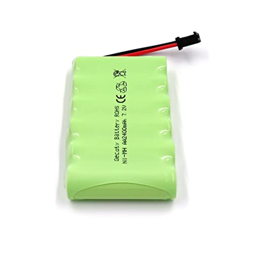 7.2V Ni-MH Battery Pack, 2400mAh Rechargeable AA Battery with USB Charge Cable, SM 2P Plug for RC Car, Truck, Tank, Boat, Toys