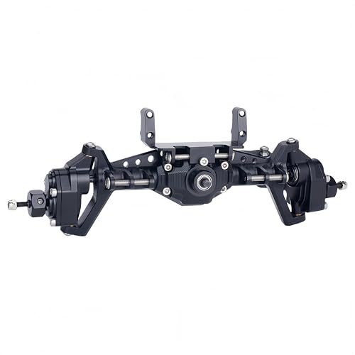 UTB18 CNC Aluminum Portal Axle Set — Complete Front & Rear Upgrade for Axial UTB18 Capra 1/18 RC Crawler, Total Weight 335g (Black) - color: Black