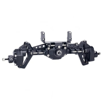 UTB18 CNC Aluminum Portal Axle Set — Complete Front & Rear Upgrade for Axial UTB18 Capra 1/18 RC Crawler, Total Weight 335g (Black) - color: Black