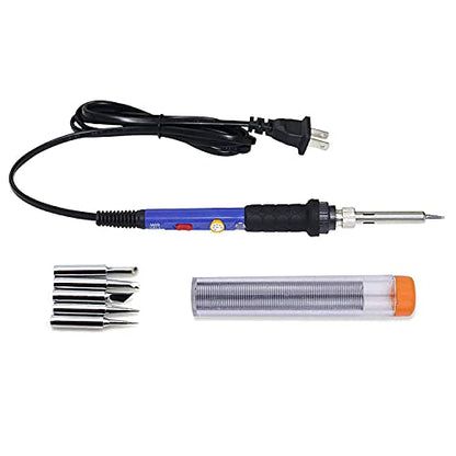 Electric Soldering Iron Kit 60W Adjustable Temperature Welding Soldering Iron with 5pcs Different Tips, 1 Solder Wire 1.0mm Dia. (Soldering Irons)(Upgrade Blue) - color: Upgrade Blue