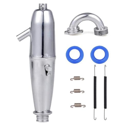 ZEZEFUFU 1 Set Aluminum Alloy Exhaust Pipe Replacement for 1/8 Nitro Gas Engine RC Buggy Car Accessories
