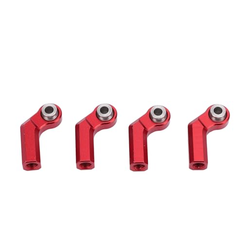 4PCS RC Link Rod Ends M4 Curved CW Alloy 7mm Ball Head Set Steering Upgrade Replacement Parts for 1/10 Scale Model Cars with Clockwise Thread Design Enhanced Performance (Red) - color: Red