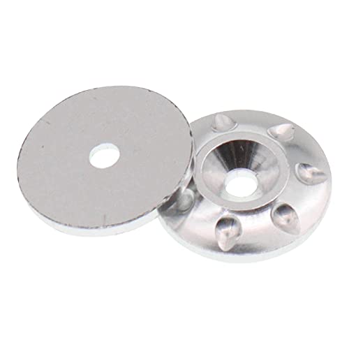 2PCS Metal Rear Wing Buttons Washer,Universal Rear Fixed Tail Protection Spacer/Gasket Compatible with 1/10 RC Off Road Short Truck Buggy Racing Car(Silver) - color: Silver